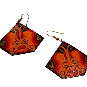 RARE FIND Vintage Handcrafted Leather Earrings